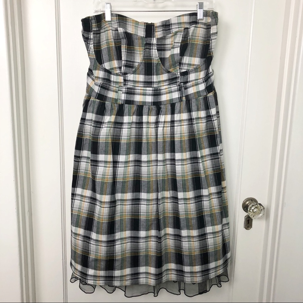 Torrid Plaid Strapless Dress Rockabilly Size 12
